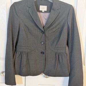 LOFT Dark Gray Women's Blazer w/ purple lining and adorable ruffle details!  EIC